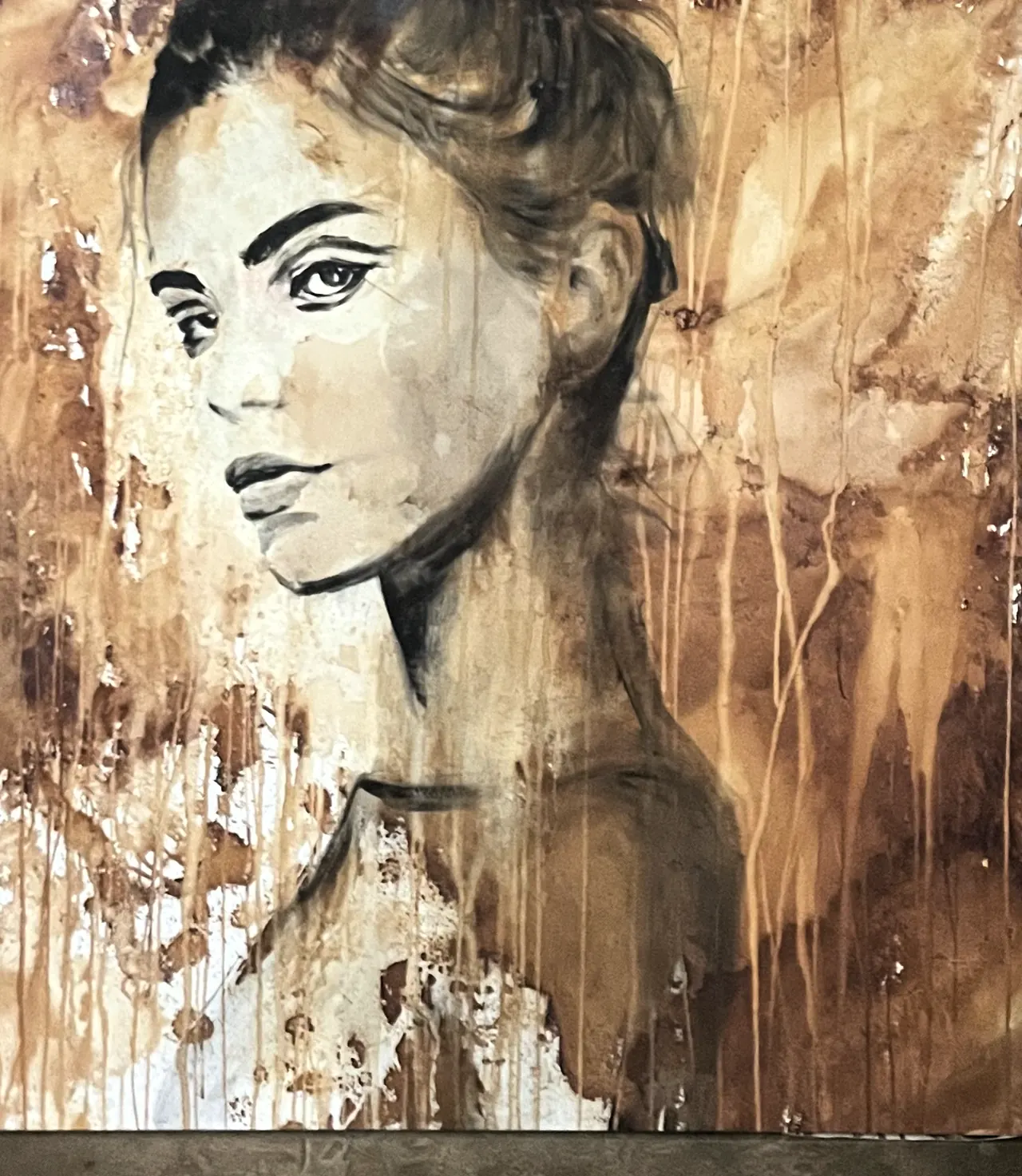 detalhe, pintura com técnicas de envelhecimento e ferrugem